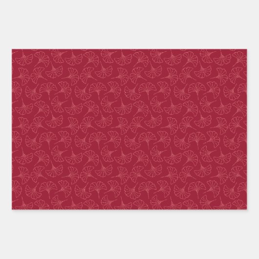 Japanse Rode Kimono Patronen Set van Drie Inpakpapier Vel (Voorkant 3)