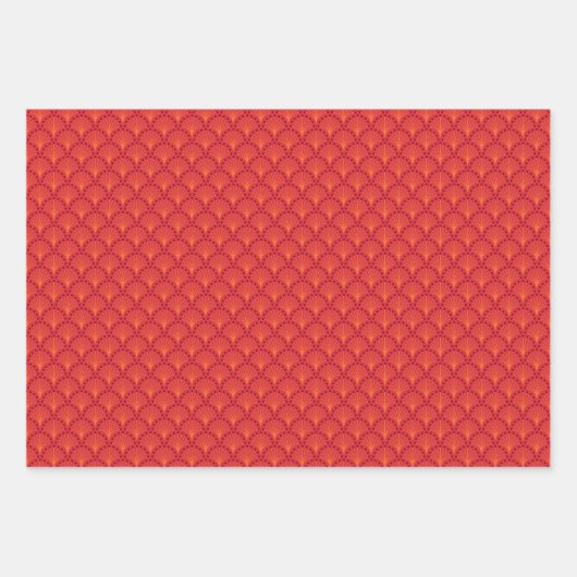 Japanse Rode Kimono Patronen Set van Drie Inpakpapier Vel (Voorkant 2)