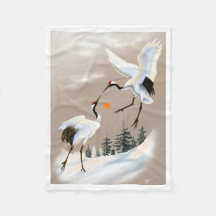 Japanse Rode Kroon Kraan Winter Zon Fleece Blan Deken