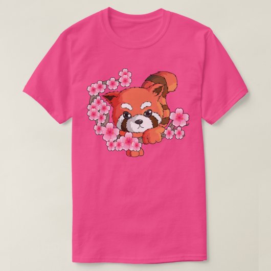 Japanse rode panda Cherry Blossom Tree Fan Bamboo T-shirt (Design voorkant)