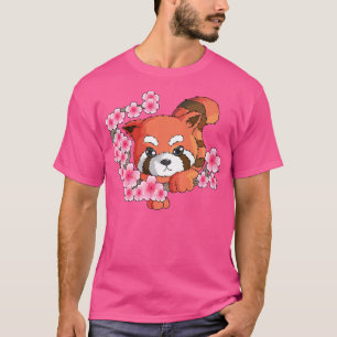 Japanse rode panda Cherry Blossom Tree Fan Bamboo T-shirt