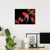 Japanse rode papegaai op boomtak door Ito Jakuchu Poster (Thuiskantoor)