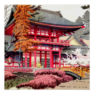 Japanse Rode Tempel Lente Perfect Poster