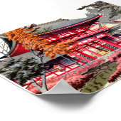Japanse Rode Tempel Lente Poster (Hoek)