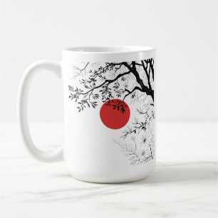 Japanse Rode Zon & Kwast Boom Kunst Koffiemok