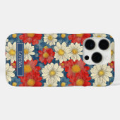Japanse Rood Bloemmotief met Initialen Case-Mate iPhone Case (Achterkant (horizontaal))