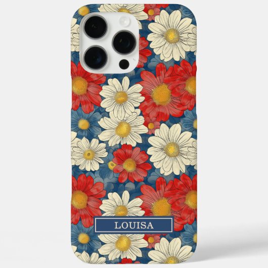 Japanse Rood Bloemmotief met Initialen Case-Mate iPhone Case (Achterkant)
