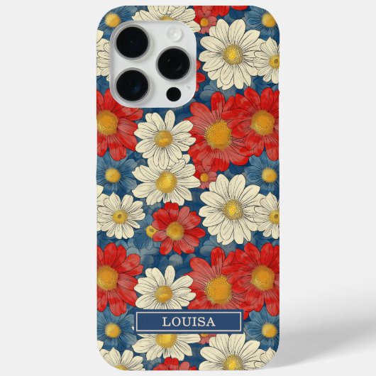 Japanse Rood Bloemmotief met Initialen Case-Mate iPhone Case (Achterkant)