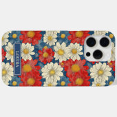 Japanse Rood Bloemmotief met Initialen Case-Mate iPhone Case (Achterkant (horizontaal))