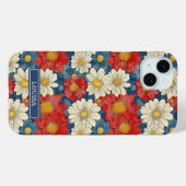 Japanse Rood Bloemmotief met Initialen Case-Mate iPhone Case (Achterkant (horizontaal))