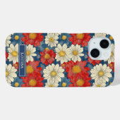 Japanse Rood Bloemmotief met Initialen Case-Mate iPhone Case (Achterkant (horizontaal))