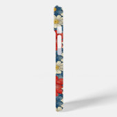 Japanse Rood Bloemmotief met Initialen Case-Mate iPhone Case (Achterkant / Links)