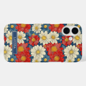 Japanse Rood Bloemmotief met Initialen Case-Mate iPhone Case (Achterkant (horizontaal))
