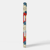 Japanse Rood Bloemmotief met Initialen Case-Mate iPhone Case (Achterkant / Rechts)