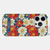 Japanse Rood Bloemmotief met Initialen Case-Mate iPhone Case (Achterkant (horizontaal))