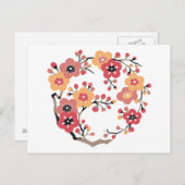 Japanse roodbloesems Cirkel Briefkaart (Voorkant / Achterkant)