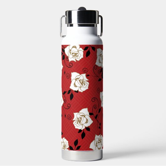Japanse Roos Bloem Ontwerp Waterfles (Voorkant)