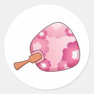 Japanse Roze Bloem Uchiwa Waaiers Handventilator S Ronde Sticker