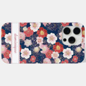 Japanse Roze Bloemmotief met Monogram Case-Mate iPhone Case (Achterkant (horizontaal))