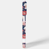 Japanse Roze Bloemmotief met Monogram Case-Mate iPhone Case (Achterkant / Rechts)