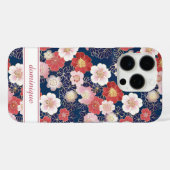 Japanse Roze Bloemmotief met Monogram Case-Mate iPhone Case (Achterkant (horizontaal))