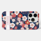 Japanse Roze Bloempatroon met Monogram Case-Mate iPhone Case (Achterkant (horizontaal))