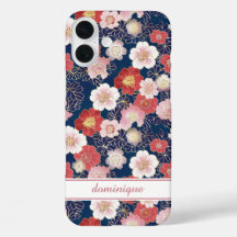Japanse Roze Bloempatroon met Monogram