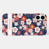 Japanse Roze Bloempatroon met Monogram Case-Mate iPhone Case (Achterkant (horizontaal))