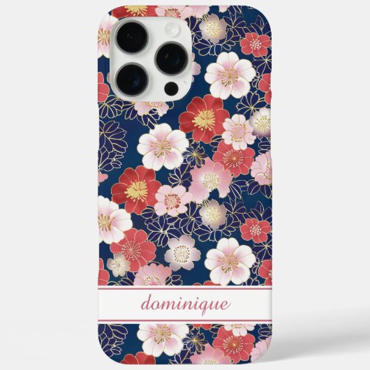 Japanse Roze Bloempatroon met Monogram Case-Mate iPhone Case (Achterkant)