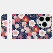 Japanse Roze Bloempatroon met Monogram Case-Mate iPhone Case (Achterkant (horizontaal))