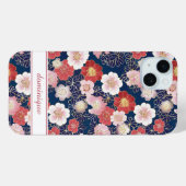 Japanse Roze Bloempatroon met Monogram Case-Mate iPhone Case (Achterkant (horizontaal))
