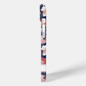 Japanse Roze Bloempatroon met Monogram Case-Mate iPhone Case (Achterkant / Links)