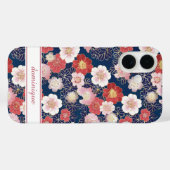 Japanse Roze Bloempatroon met Monogram Case-Mate iPhone Case (Achterkant (horizontaal))