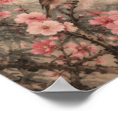 JAPANSE ROZE BOTANISCHE KUNST POSTER (Hoek)