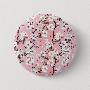 Japanse Roze Kersenbloesem Sakura Bloemige Lente Ronde Button 5,7 Cm