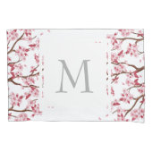 Japanse Roze Kersenbloesems - Monogrammed Kussensloop (Voorkant)