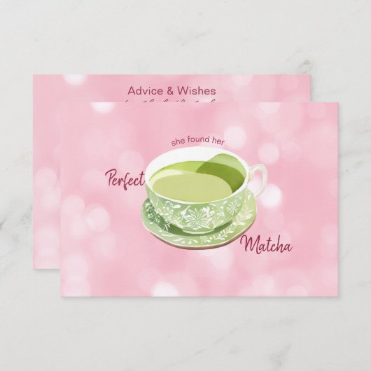 Japanse Roze Matcha Bruidsfeest Advies & Wensen Informatiekaartje (Voorkant / Achterkant)