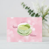 Japanse Roze Matcha Bruidsfeest Advies & Wensen Informatiekaartje (Staand voorkant)