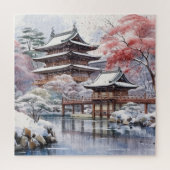 Japanse roze Sakura architectuur Legpuzzel (Verticaal)