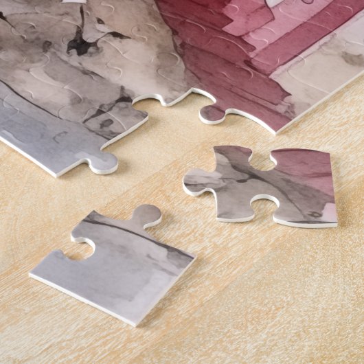 Japanse roze Sakura architectuur Legpuzzel (Zijkant)