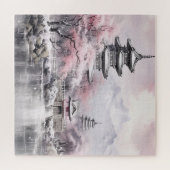 Japanse roze Sakura architectuur Legpuzzel (Horizontaal)