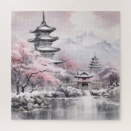 Japanse roze Sakura architectuur Legpuzzel