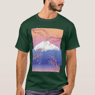 Japanse roze Sakura Mountain  strijkerkers T-shirt