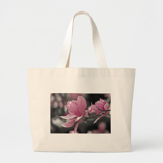 Japanse roze Saucer Magnolia Grote Tote Bag (Voorkant)