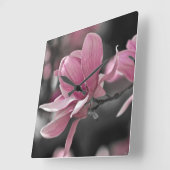 Japanse roze Saucer Magnolia Vierkante Klok (Hoek)