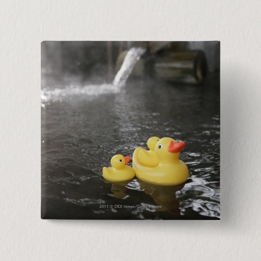 Japanse Rubber Duckies Vierkante Button 5,1 Cm (Voorkant)