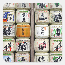 Japanse Sake-vaten Vierkante Sticker