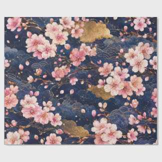 Japanse Sakura Aquarelpatroon | Elegante Kersenblo Cadeaupapier