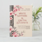 Japanse Sakura Bamboo bruiloft uitnodiging (Staand voorkant)