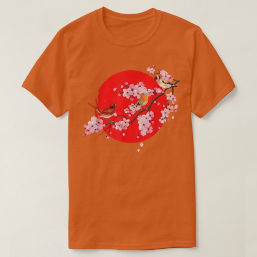 Japanse Sakura Birdwatch Animals Cherry Blosso T-shirt (Design voorkant)